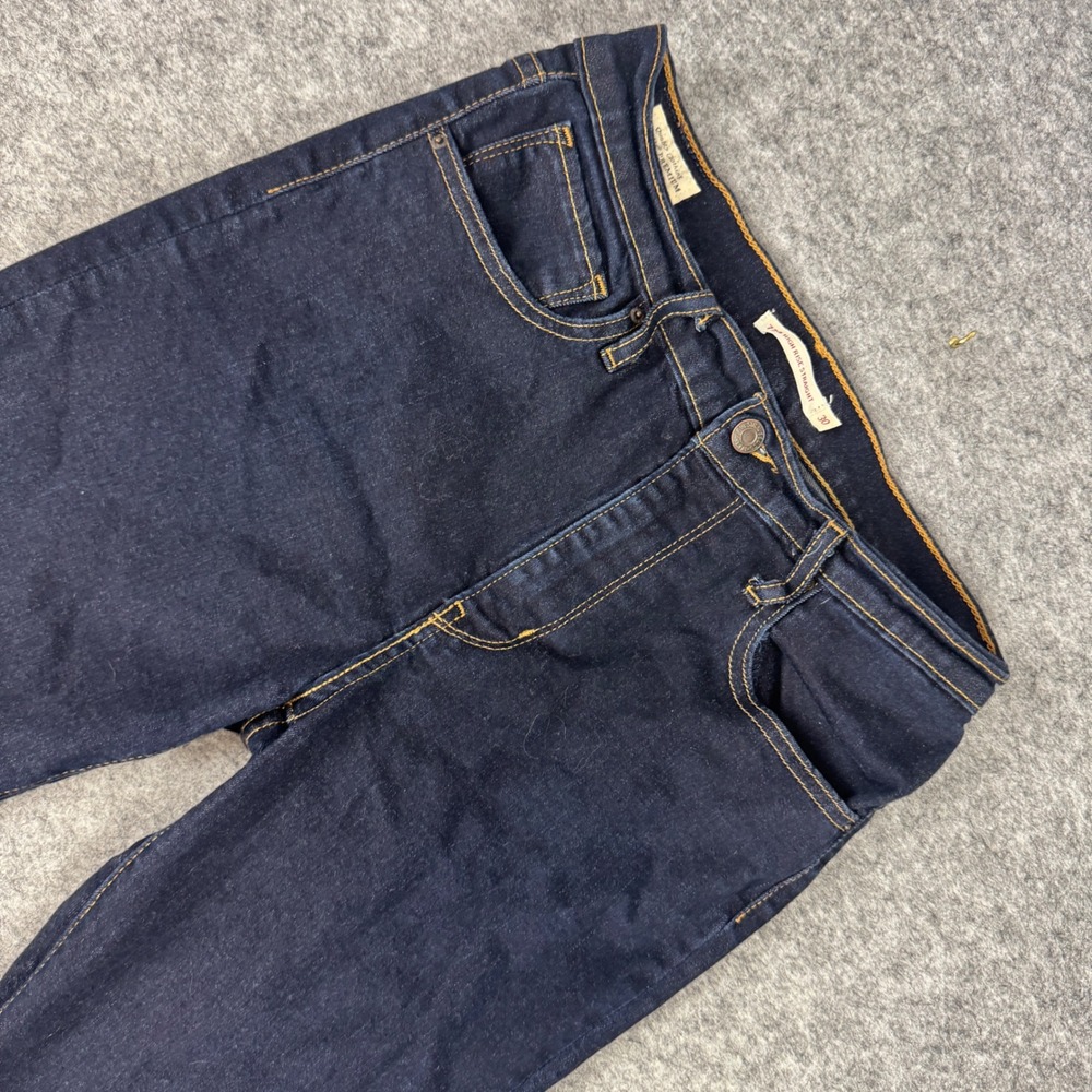 Levis Big E Leather Tag 724 High Rise Straight Jeans Dark Indigo Blue Size 30x28
